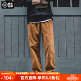 马登工装美式复古垂感灯芯绒长裤子男秋冬新款直筒修身显瘦男士休闲裤 琥珀色 【工装裤男款秋冬】 M