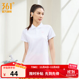 361°运动翻领t恤2025年春夏季新款休闲透气短袖情侣POLO衫开学季 【女款】本白 XL