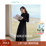 茵曼（INMAN）2025秋冬女装新款灯芯绒连衣裙新品长袖休闲针织礼服中长裙子 午夜黑-18348357H1 S