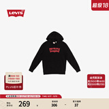 Levi's【特价来袭】李维斯情侣同款经典宽松休闲logo套头连帽卫衣 黑色 19622-0005 S