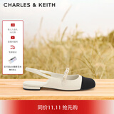 CHARLES&KEITH珠链绊带饰低跟凉鞋玛丽珍鞋女鞋子女生日礼物CK1-70900382 CK1-70900382-2粉白色 37