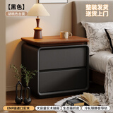 林之语床头柜全实木家用卧室2025新款小型轻奢高级感中古奶油风收纳柜子 【ENF级进口实木】胡桃色台面-高贵黑-孕婴级标准 50x40x50cm