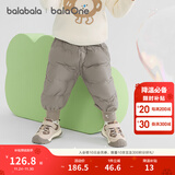 巴拉巴拉婴儿羽绒裤宝宝高腰护肚长裤男女童冬装2025新款保暖时尚束脚裤 茶灰小兔-灰鸭绒 110 cm-充绒量33g