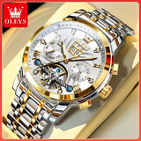 欧利时（OLEVS）瑞士认证品牌手表男机械表全自动男士手表夜光防水时尚运动风腕表 OLEVS-9910-钢带间白