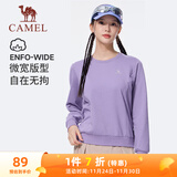 骆驼（CAMEL）长袖圆领套头卫衣女宽松休闲运动打底衫 J23CZ0L5064 螺甸紫 L