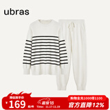 ubras加绒睡衣冬女家居服套装情侣可外穿慕斯条纹舒适居家 米白色-女士套装 XL