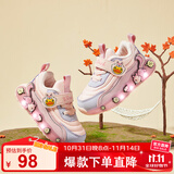 B.Duck小黄鸭童鞋儿童运动鞋冬季男女童灯鞋保暖发光二棉鞋3045粉紫30