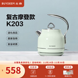 北鼎（Buydeem）电热水壶 家用烧水壶热水壶 304不锈钢烧水器 精铸铝合金把手 小型电水壶煮水壶 1.2L 【浅衫绿】K203|304不锈钢