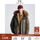 Teenie Weenie【何洛洛同款】2025新款男女同款工装三防貉子毛保暖派克羽绒服 军绿 M (170)