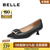百丽（Belle）方扣高跟鞋女商场同款羊皮四季细跟单鞋Z2N2DCQ3 黑色 35 (225mm)