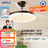 欧普（OPPLE）客厅风扇灯吊扇灯隐形卧室餐厅吊灯高显色调光大风量静音吊扇 全光谱【36寸黑色36瓦】遥控调风调光