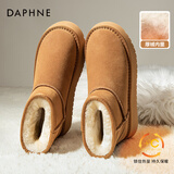 达芙妮厚底雪地靴女2025新款冬季女鞋加绒加厚保暖东北棉鞋女外穿短靴子 栗色【柔软毛绒】 34