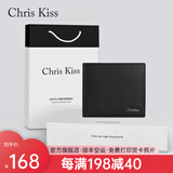 CHRIS KISS男士钱包男真皮短款皮夹头层牛皮钱夹礼盒生日情人节礼物送男友 头层牛皮-短款黑色【专柜礼盒】