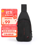 CROSSGEAR胸包腰包休闲单肩斜挎包多功能竖款运动小背包手机包时尚男包挂包 黑色  43515