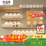 公牛（BULL）感应猫眼橱柜灯磁吸充电山丘光效展柜玄关氛围小夜灯 黑80cm三色