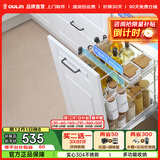 欧琳（OULIN）调味料拉篮橱柜304不锈钢抽屉式调味篮碗篮阻尼轨道厨房碗架106 450柜2层304不锈钢调味篮