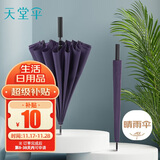 天堂 长柄加大雨伞半自动强抗风商务直杆伞晴雨伞65*16骨11013E紫裳色