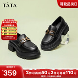 他她（TATA）英伦厚底jk乐福鞋女鞋黑色学院小皮鞋浅口单鞋子GOK02AA4 黑色 35