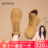 达芙妮官方马丁靴女加绒加厚冬季2025年爆款百搭复古短靴子女靴大黄靴女 复古黄 35