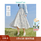 茵曼（INMAN）法式碎花高级感2025夏女新款休闲中长吊带连衣裙子 白底蓝花半身裙-18412674 M