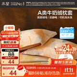 水星家纺枕套牛奶绒冬季双面保暖对枕套抗静电A类枕头罩一对装双人48x74cm