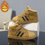 SNOOPY史努比童鞋儿童运动鞋冬季保暖高帮板鞋男女童二棉鞋2002棕色27