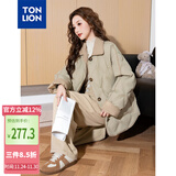 唐狮（TonLion）2025女撞色拼接翻领羽绒服 浅绿 L