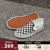 VANS范斯官方 Asher黑白棋盘格夏日一脚蹬女鞋帆布鞋 黑色黑白棋盘格(女款) 36.5