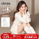 ubras【虞书欣同款】兔绒绒开襟家居服套装厚款女加绒睡衣冬季女 【长袖短裤套装】纯白色 M