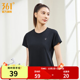 361°短袖男速干t恤新款夏季弹力吸湿排汗运动t恤男圆领跑步健身速干衣 【女款】超级黑 L