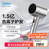 美的（Midea）1.5亿负离子电吹风 大功率护发吹风机 家用吹风筒 家电国家补贴FD205-星光银 节日/生日礼物推荐