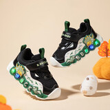 B.Duck小黄鸭童鞋儿童发光运动鞋秋季男童带灯鞋女童亮灯鞋5017黑米27