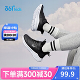 361°童鞋 儿童运动鞋25冬季男女童3-14岁皮革校园跑鞋 黑34