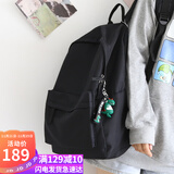 viney背包女双肩包男书包初中高中大学生旅行包小学生三到六年级电脑包时尚大容量简约轻便休闲旅游户外出游韩版运动黑色+恐龙挂件