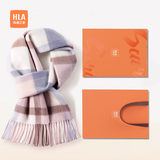 海澜之家围巾女士纯羊毛秋冬保暖百搭新款新年礼物送女友送家人生日礼盒 玫瑰庄园-玉粉红