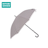 NITORI宜得利家居 外出直杆雨伞手动男女通用雨伞8骨长柄伞60cm 粉条纹