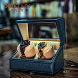 德克力时（DrikLux）摇表器机械表自动上弦上链摇摆器手表盒晃表器送长辈老公生日礼物 蓝色鸵鸟 + 骆驼色绒+2表位
