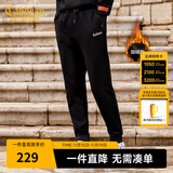 卡宾男装针织裤春秋新款荧光LOGO松紧腰休闲印花青年F 加绒款黑色 2XL /185/54