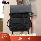 斐乐FILA官方男士背包【黑武士】双肩包防泼水老花轻便大容量电脑包 正黑色-BK XS