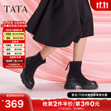 他她（TATA）喵爪靴2025冬季时装靴弹力靴女靴瘦瘦靴加绒短靴 CEG01DZ4黑色（绒里） 38