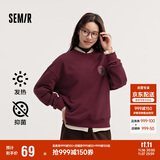 森马（Semir）[商场同款]女oversize发热抗菌2024冬季绣花抓绒上衣101724116004
