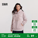 森马（Semir）史努比系列卫衣女中长款假两件图案冬oversize摇粒绒连帽衣服 橡皮粉61214（特宽松款介意可拍小一码） M