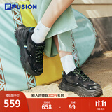 FILA FUSION斐乐女鞋BIANCO老爹鞋季新款硬糖鞋休闲鞋厚底运动鞋女 黑色-BK 36.5