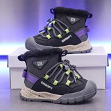 SNOOPY史努比童鞋儿童雪地靴男女童加绒保暖棉靴冬季大棉鞋0500黑绿38