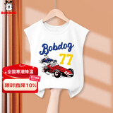 巴布豆男童夏装儿童背心夏季新款纯棉舒适透气男孩时尚百搭纯色坎肩衣服 白 赛车巴布 120