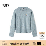 森马（Semir）史努比系列毛衣女冬彩点含羊毛插肩袖绣花圆领套头衫101724107025