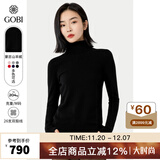 GOBI戈壁秋季高领双翻领短款毛衣长袖女士打底针织衫 黑色 XL