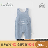 欢喜小熊 宝宝背带裤春秋外穿灯芯绒新款可爱童装洋气棉长裤婴儿裤子 蓝色 90 (建议18-24月身高80-90cm)