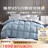 梦洁家纺羽绒被抗菌被子臻柔95%白鹅绒四季被芯（静谧蓝灰）200*230 500g