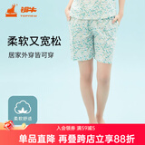 铜牛家居睡衣春夏棉汗布印花女短裤中年标准居家短裤VD003 风吹花田-白-绿 M (165/90)